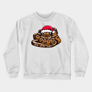 Cute Cinnamon Ball Python in Santa Hat Crewneck Sweatshirt